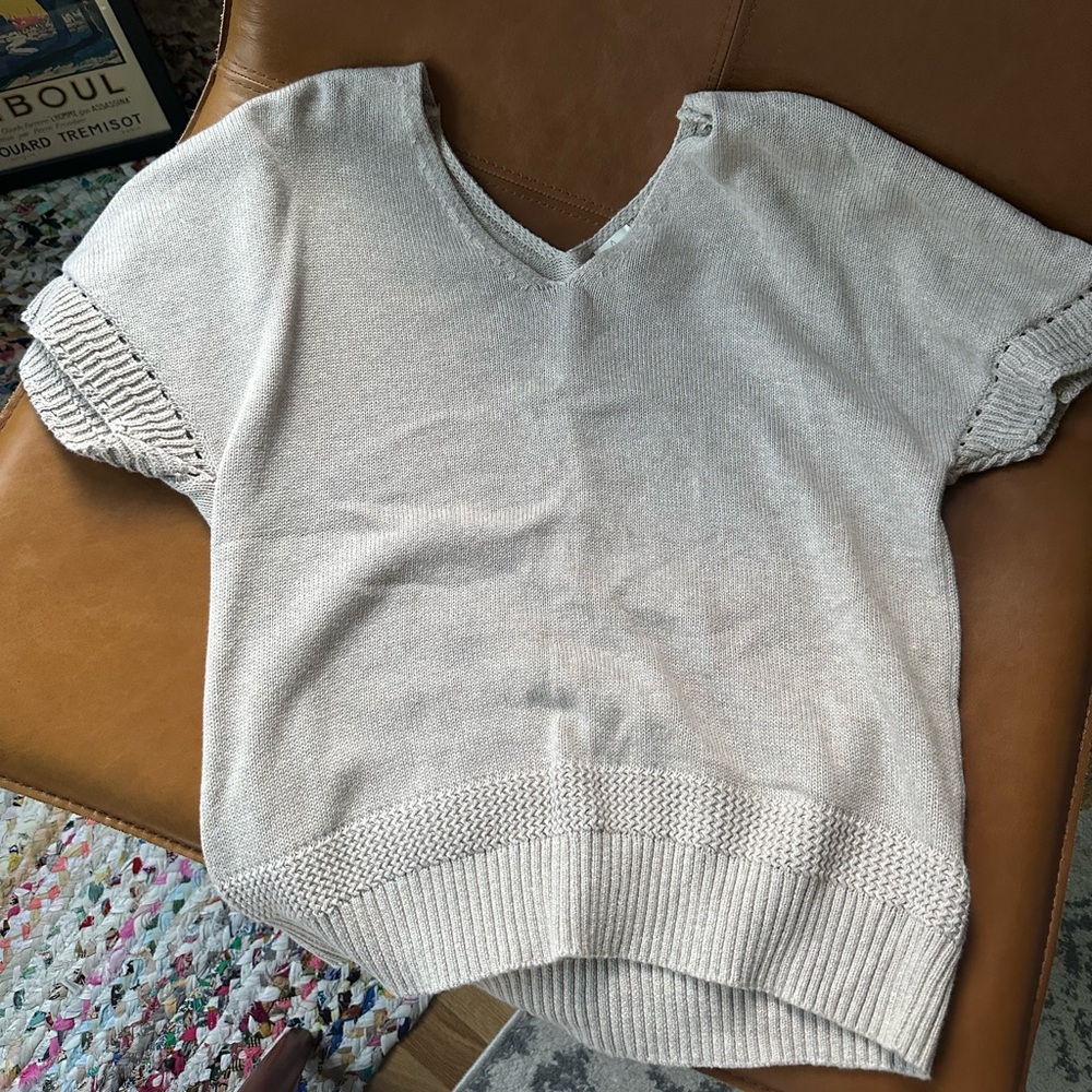 Joie Knitted Taupe Short Sleeve Top